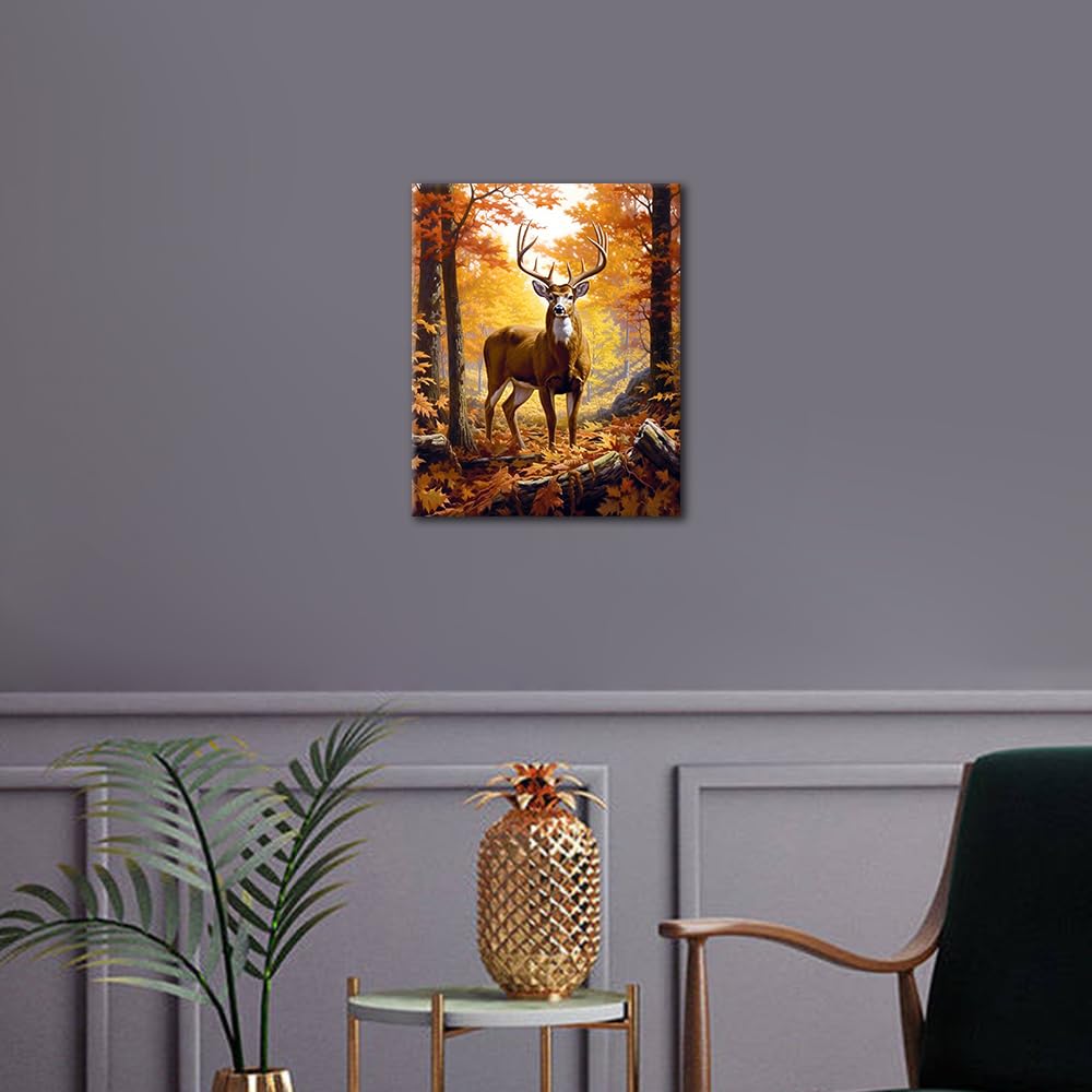 TUMOVO Paint by Number for Adults Canvas, Deer Paint by Numbers, Animals in The Forest Paint by Number, Deer Painting by Numbers for Adults DIY Painting Kits Home Wall Decoration, 16 x20 Inch TUMOVO