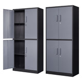 STANI Metal Storage Cabinet, Locking Steel Storage Cabinet with 4 Doors and 2 Adjustable Shelves, 71" Steel Lockable File Cabinet, Tall Steel Cabinet for Home Office,Garage,School STANI