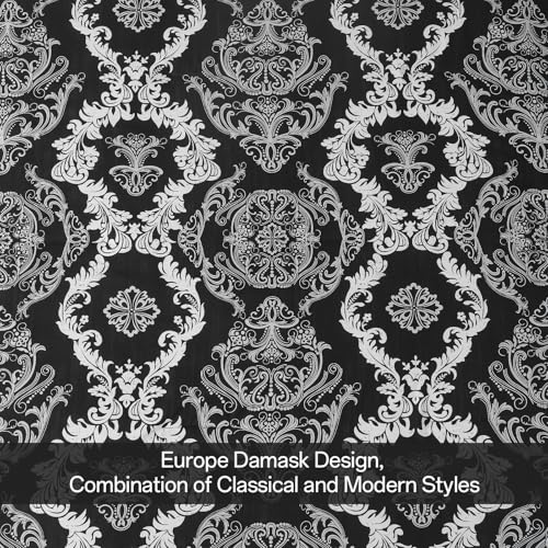 WONGS BEDDING 7 Pieces Comforter Set King Size, Black White Texture Bedding Set for All Season, Damask Soft and Breathable Bed in a Bag with Comforter, Flat Sheet, Fitted Sheet, Pillowcases & Shams WONGS BEDDING