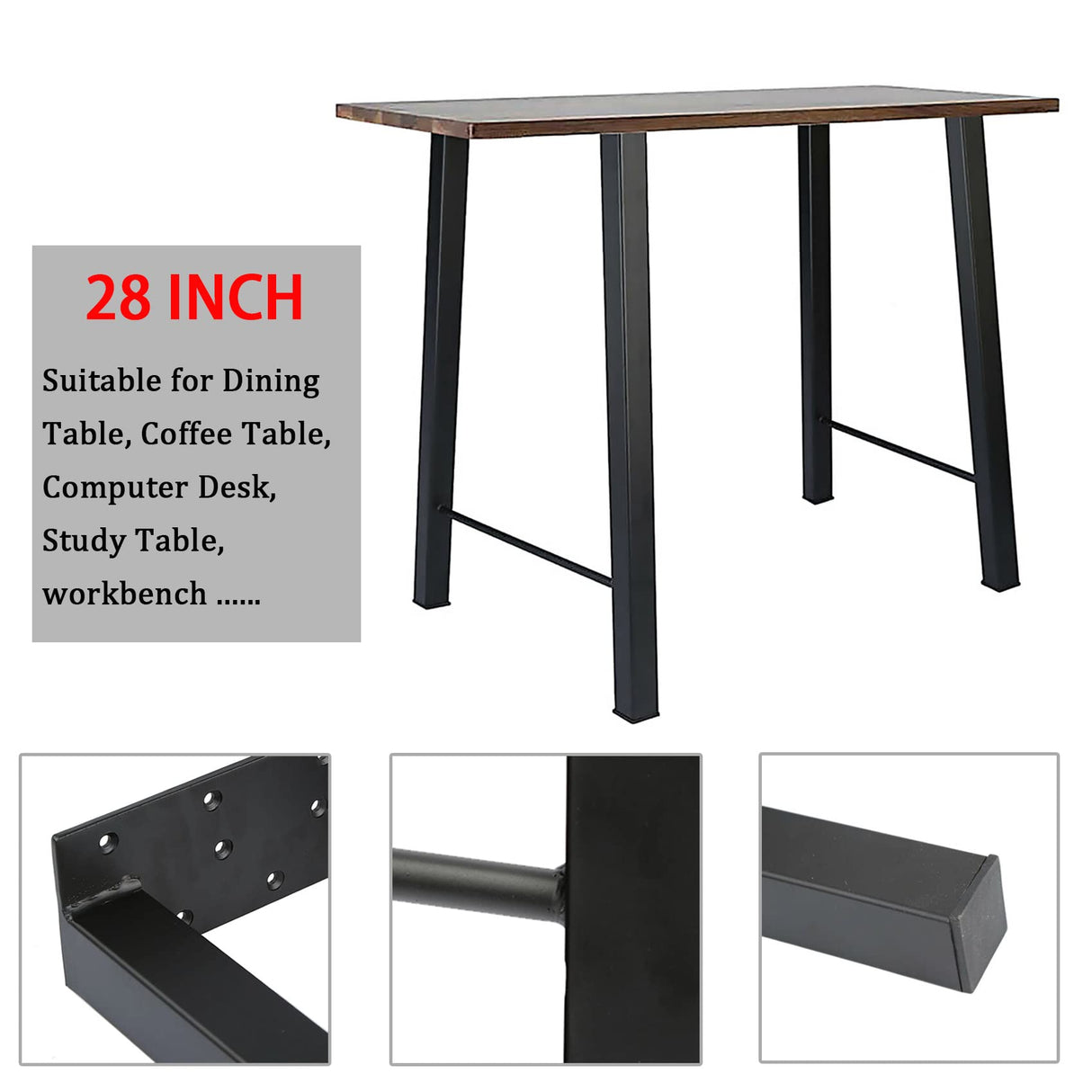 TENGCHANG 2 PCS 28'' Industry Trapezoid Dinning Table Legs Metal Steel Desk Legs DIY Furniture TENGCHANG
