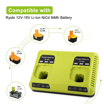 ANTRobut P117 Replacement Ryobi Charger 18v Dual Charger for Ryobi Battery Charger Dual Chemistry Li-ion & Ni-cad Ni-Mh 12V-18V for Ryobi One+ Plus Battery P100 P101 P102 P103 P105 P107 P108  - WoodArtSupply