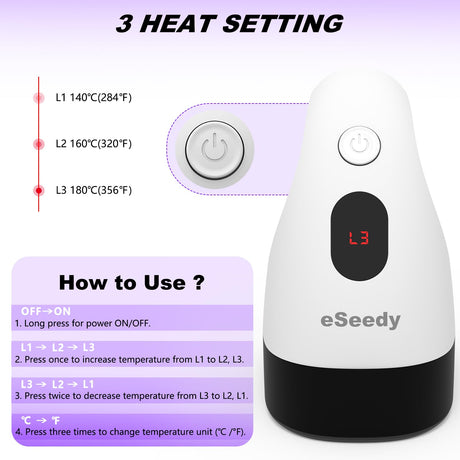 eSeedy Mini Heat Press Machine, 3 Heat Settings, Precise Temperature Control,15 Mins Auto-Off, Insulated Safety Base, Mini Iron for Crafting, T Shirts, Hats, Heating Transfer Projects eSeedy