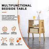 KKTONER Modern Bamboo Nightstands End Tables Bedroom with Storage Small Bedside Table for Living Room Office (Natural) KKTONER