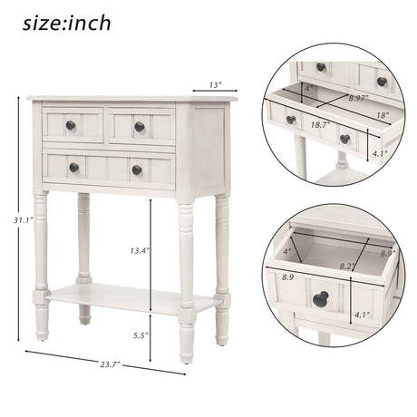 Lasadelgar 24" Small Console Table, Narrow Solid Wood Console Table with 3 Drawers and Open Shelf for Storage, Farmhouse Sofa Table for Living Room Lasadelgar