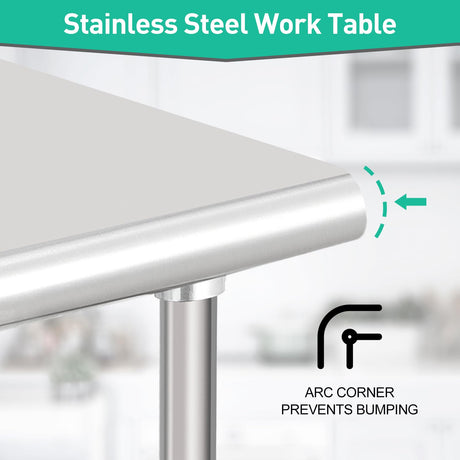 ACONEE Food Prep Stainless Steel Table, Stainless Steel Worktable 72x30x35 Inch, Heavy Duty Metal Table Cart Worktable with Undershelf, Commercial Workstation for Kitchen Restaurant Garage, Silver ACONEE
