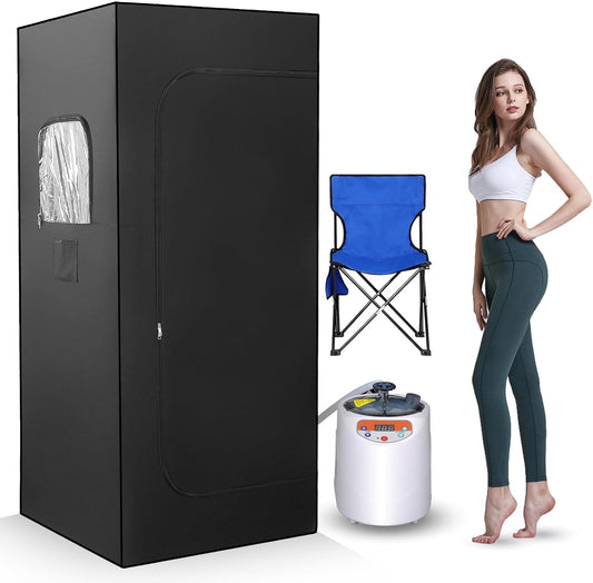 Portable Sauna for Home, Sauna Box, Home Sauna with 3 L 1100 W Steamer, Remote Control, Home Sauna Tent (Black)