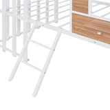 Harper & Bright Designs Kids House Beds Low Loft Bed Frame with Roof, Window, Guardrail and Ladder, Metal Twin Size Loft Bed for Kids Teens Girls Boys (Twin, White) Harper & Bright Designs