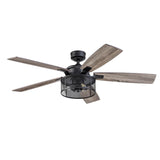 Honeywell Ceiling Fans Carnegie Industrial 52 Inch Ceiling Fan with Light, Remote Control Fan, LED Indoor Fan with 5 Blades, Gray Pine and Brown Chestnut Blade Finish Options, Matte Black (50614-01) Honeywell