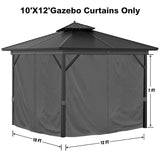 10'x12' Privacy Gazebo Curtains Outdoor Waterproof, 4-Panels Sidewall Curtains Universal Replacement with Zipper for Patio, Backyard, Garden (Only Curtains, Grey) Mogtuo