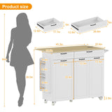 Rolling Kitchen Island with Power Outlet & Drop Leaf, Kitchen Island Cart with Trash Storage Cabinet,Kitchen Rolling Island with Spice Rack & Towel Rack, Knife Holder, Mobile Island Table for Kitchen GarveeHome