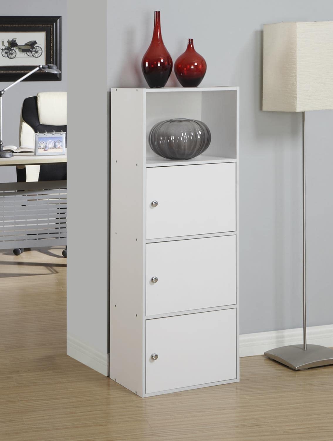 Convenience Concepts 3 Door Xtra Storage Cabinet with Shelf, White Convenience Concepts