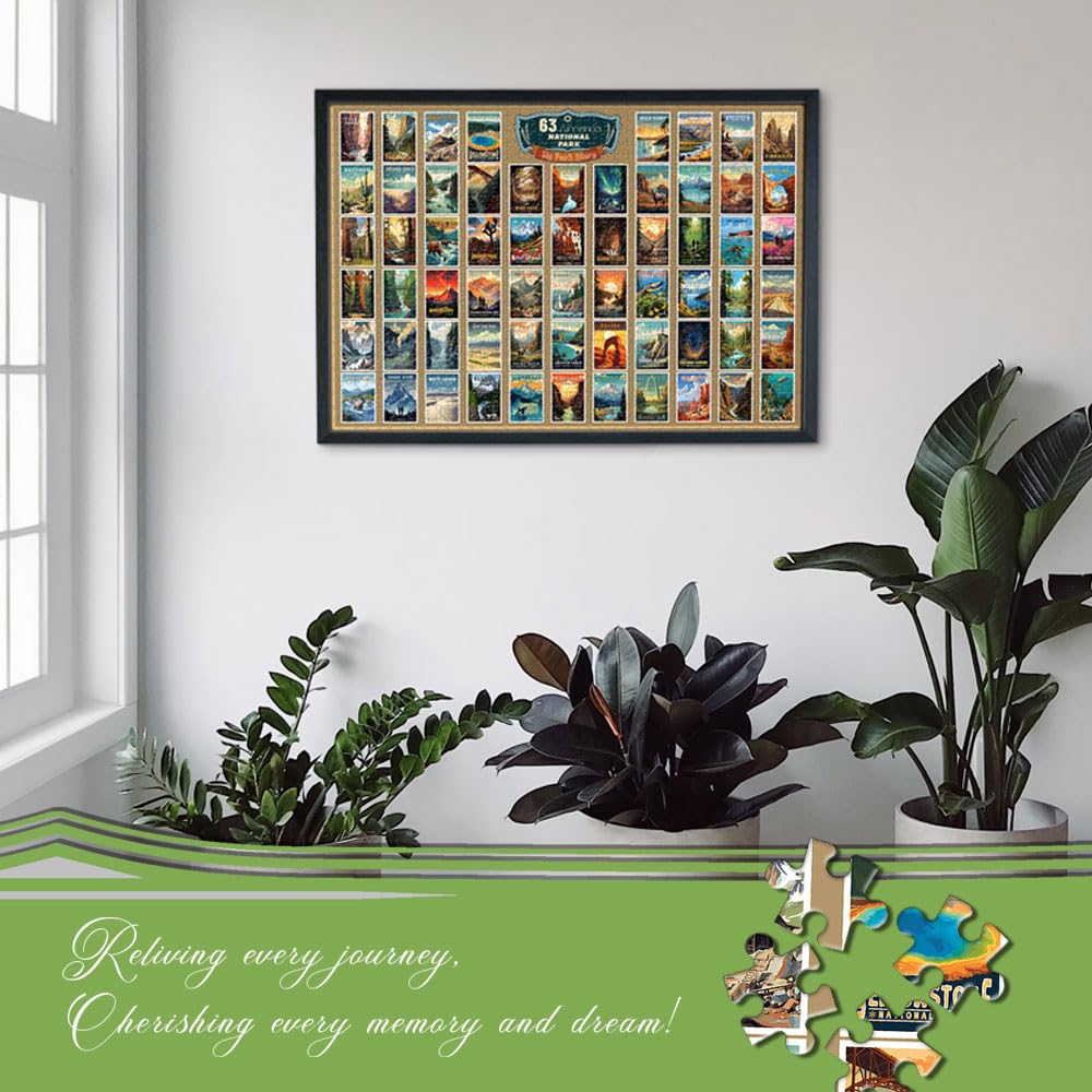 SHOXREM 1000 Piece Vintage Travel Jigsaw Puzzle, US National Parks Puzzle for Adults SHOXREM