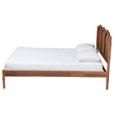 Baxton Studio Thatcher Mid-Century Modern Walnut Brown Finished Wood Queen Size Platform Bed with Woven Rattan Baxton Studio
