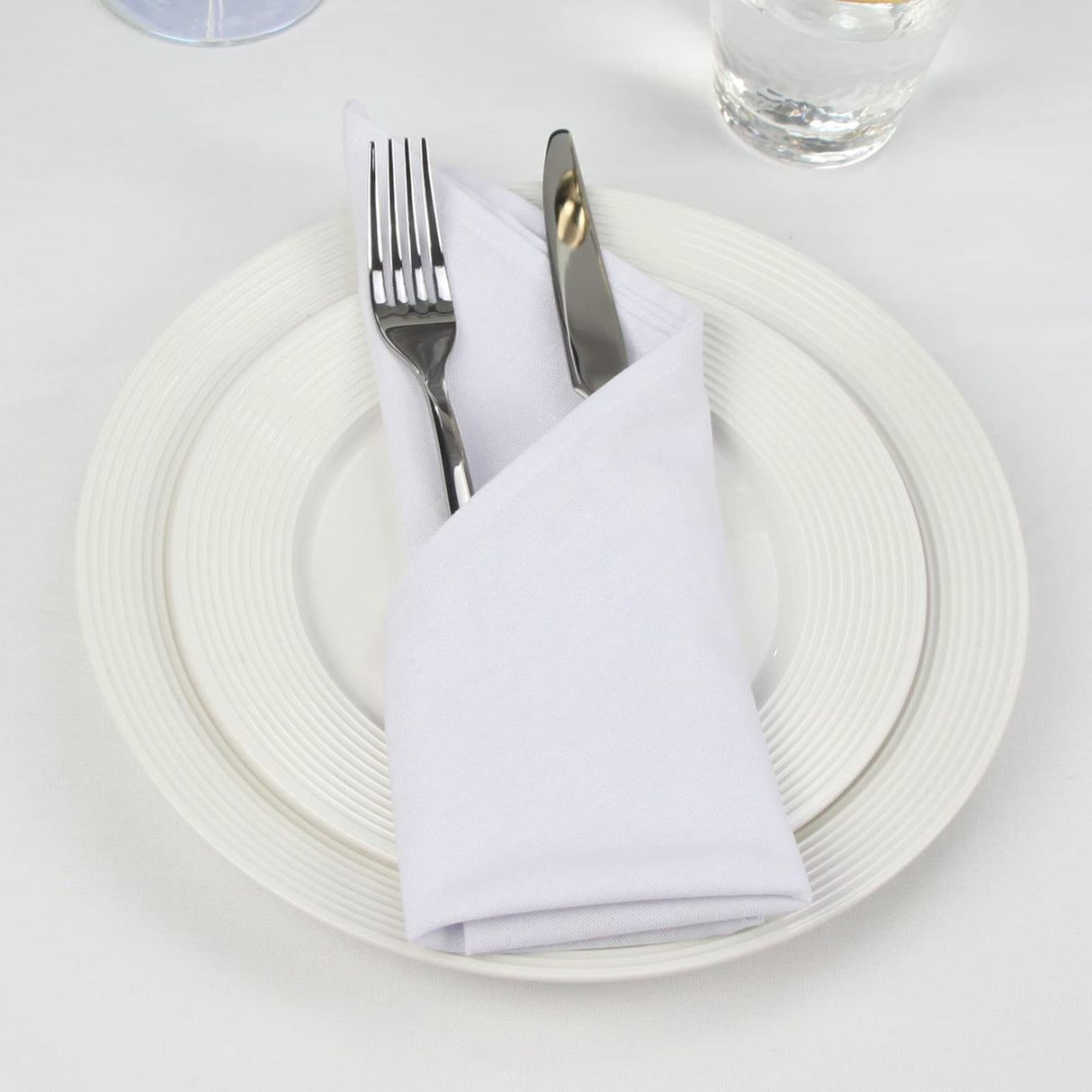 INFEI Solid Color Cotton Linen Blended Thin Dinner Cloth Napkins - Set of 12 (40 x 40 cm) - for Events & Home Use (White) INFEI