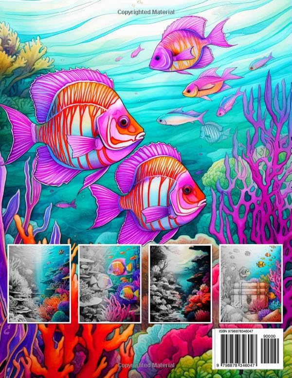 Beneath the Waves: Coloring the Depths of the Sea - An Adult Coloring Book Featuring Tranquil Marine Adventure in Artistic Ocean Scenes WoodArtSupply