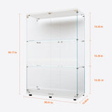 Maxtude 49.17" Tall Tempered Glass Display Cabinet with LED Lights, Curio Cabinet with 3 Shelves with 2 Door, Quick-Install Style Floor Standing Bookshelf File Cabinet for Living Room Office Maxtude