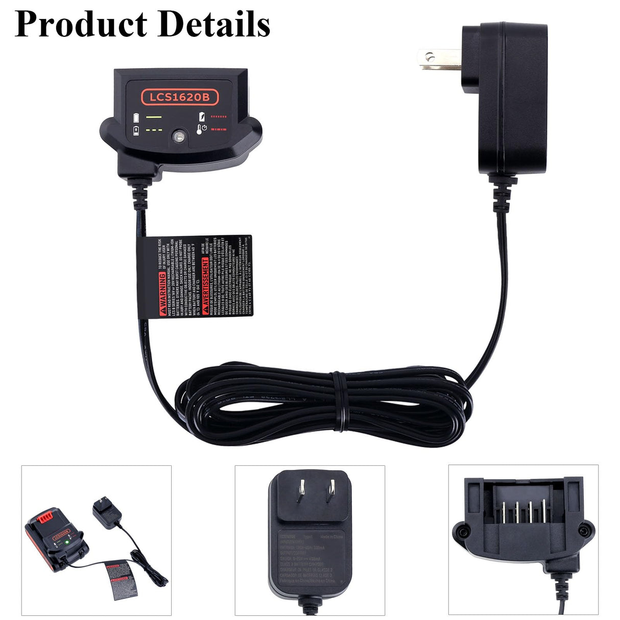 LCS1620B Replacement for Black and Decker 20V Lithium Battery Charger, Compatible with Black and Decker 12V and 20V MAX Battery LBXR20 zyystarttogo
