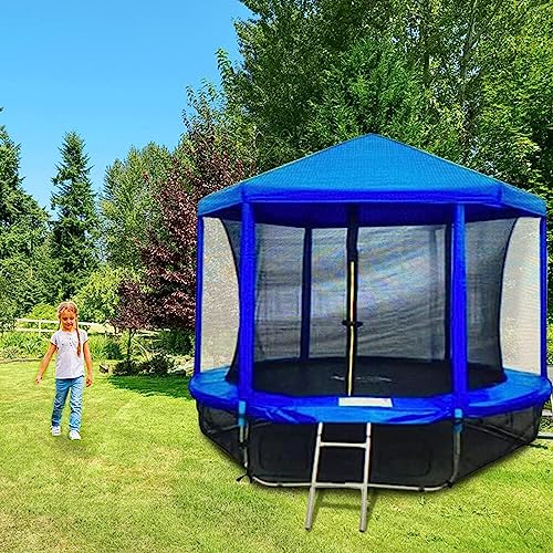 Outdoor Fitness Trampoline Canopy Tent - 14FT Rainproof Snow Sun Shade Roof Cover, No Frame BIWKONI