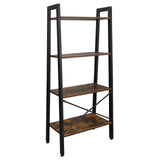 Saicool 4-Tier Ladder Bookcase Industrial Bookshelf Storage Organizer Rack Wood Metal Frame for Living Room Bedroom Bathroom Kitchen Saicool