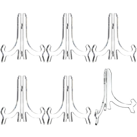 HESTYA 6 Pack 7 Inch Acrylic Easel Stand, Display Stand, Plate Holder for Display, Photo Holder Picture Frame Book(Clear) HESTYA