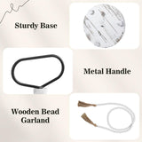 Luxspire Tiered Tray Stand, 2 Tiered Tray Decor with Wooden Beads Garland, Farmhouse Decorative Tray, 2 Tier Serving Tray for Coffee Bar Kitchen Island, Christmas Decor, Rustic White Luxspire