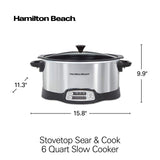 Hamilton Beach 33662 Programmable Slow Cooker with 6 Quart Stovetop-Safe Sear & Cook Crock, Silver Hamilton Beach