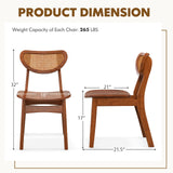 Giantex Wood Dining Chairs Set of 2, Armless Kitchen Chairs w/Breathable Mesh Cane Backrest, Rubber Wood Legs, Farmhouse Side Chairs, Max Load 265 lbs,Rattan Accent Chairs for Restaurant, Walnut Giantex