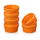 Creme Brulee Ramekins 1.5 oz Set of 6 Oven Safe, Vidalenta Ceramic Dipping Sauce Cups Dessert Dishes Bowls for Kitchen Custard Dessert Charcuterie Board, Orange Vidalenta