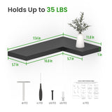 NATURE'S SOURCE Corner Floating Shelves with Invisible Brackets, Corner Shelves Wall Mounted Set of 3, Bedroom Bathroom Kitchen Living Room Office- Gothic Style 17" x 6" (Black) NATURE'S SOURCE