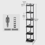 MAHANCRIS Bookshelf, 6-Tier Bookcase, Vertical Tall Narrow Book Shelf for Small Space, Open Storage Display Shelf with Stable Base & Anti-Tip Kits, for Living Room, Office, Study, Black BKBK11601 MAHANCRIS