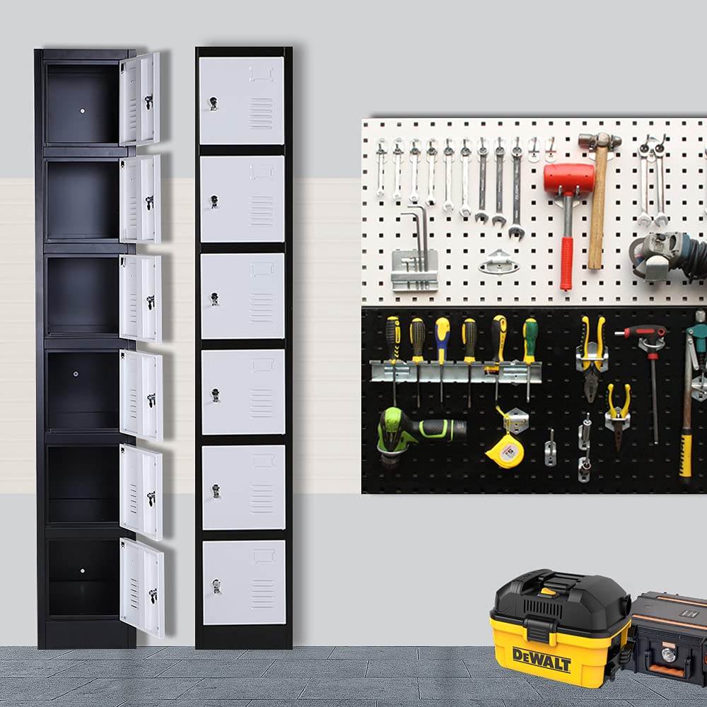 iCHENGGD Metal Locker 6 Door Tall Employee Storage Locker Office Storage Lockers with Combination Lock, Locker Storage Cabinet for Home Gym Office School iCHENGGD