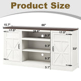 XVD 66" Farmhouse Coffee Bar with Charging Station, Sideboard Buffet with Large Storage, Wood Storage Cabinet with Adjustable Shelves for Kitchen, Living Room, Rustic White XVD