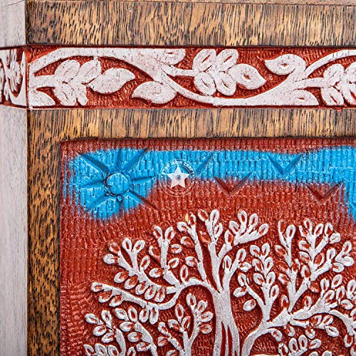 STAR INDIA CRAFT SIC Rosewood Hand Engraved Urn for Human Ashes Adult Female & Male or Pets, Peaceful Funeral Keepsake Decorative Wooden Box, Burial STAR INDIA CRAFT