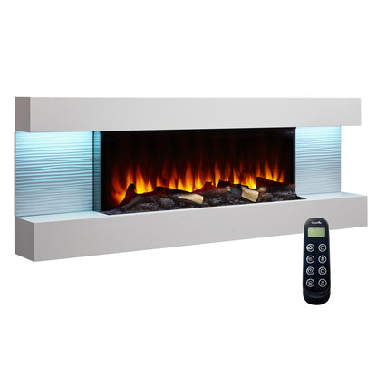 SimpliFire Format 36-Inch Wall Mount Electric Fireplace with 60-Inch Floating Mantel (SF-FORMAT36-SF-FM60-WH)