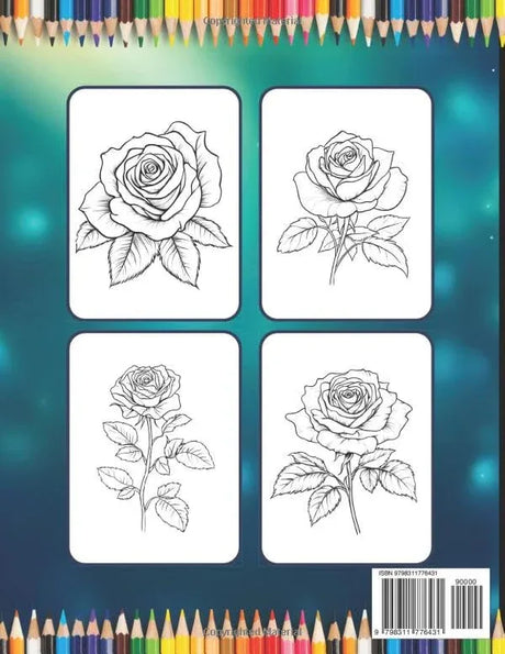 50 Pages Valentines Art Flowers Rose Coloring Book Gift for Adults Kids Men Women Boys Girls Teens Floral Coloring Pages for Children Youth Bold and ... Lovers Stress Relief Relaxation Coloring Book Majosta