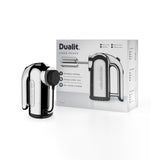 Dualit Hand Mixer - 400W - Strong Grip Handle - Attachments Included - Integral Plug Storage - 4 Speed Settings - Repairable gears - Flat Beaters, Dough Hooks, Balloon Whisk Dualit