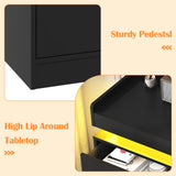 jiteentarou 6 Drawer Dresser with Charging Station and LED Lights, Modern Chest of Drawers with Power Outlet, Organizer Cabinet for, Living Room, Black jiteentarou