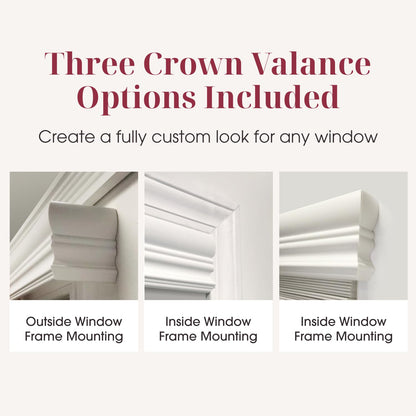 ARLO BLINDS Faux Wood Blinds with Crown Valance - 38.5" W x 60" H, White Cordless 2 Inch Horizontal Blinds - for Bedroom, Bathroom, Living Room, Glass Door Interior Windows - WoodArtSupply