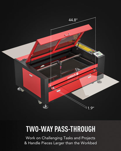 OMTech 100W CO2 Laser Engraver with Water Chiller, 24x40 Inch Laser Engraving Cutting Machine with Autofocus Autolift 2 Way Pass Air Assist Water Pump, Industrial Laser Cutter for Wood Glass More