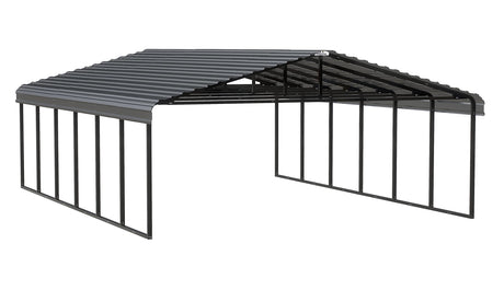 Arrow Carports Galvanized Steel Carport, Double Car Metal Carport Kit, 20' x 29' x 9', Charcoal Arrow