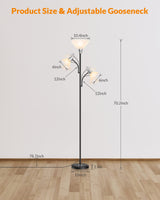 LEPOWER Floor Lamp, Standing Lamp with Replaceable 3000K Energy-Saving, Lamp for Living Room with Adjustable Reading Lights, Modern Bright Floor Lamp for Bedroom, Living Room, Office LEPOWER