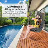 Hanging Egg Chair - Patio Rattan Wicker Swing Egg Chair Hammock Chair for Indoor Outdoor Bedroom Garden - Aluminum Steel Frame UV Resistant Cushion (Aluminum-Without Stand, Dark Grey) XIAO WEI