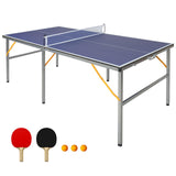 AOKUNG Mid-Size Table Tennis Table Foldable & Portable 6ft Ping Pong Table Set, 2 ping-Pong Bats and 3 Balls, Available Indoors and Outdoors AOKUNG