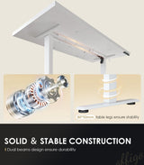 OffiGo Electric Standing Desk with 3-Piece Board, 71 Inch Height Adjustable Large Table with Power Outlets, Sit Stand Table, Writing Computer Desk for Home, Office, Workstation, White OffiGo