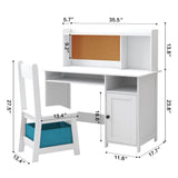 TaoHFE Kids Desk and Chair Set, Kids Desk Chair with Storage and Shelf, Wooden Kids Table and Chairs for Bedroom and Study, Craft Table with Storage Gifts for Boys, Girls to Study, White TaoHFE