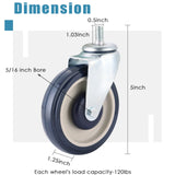 FLKQC Shopping Cart Caster Wheel | Polyurethane Shopping Cart Wheels with Hardware | 4 Pack 5 inch Shopping Cart Wheels Replacement Kit for Retail Stores (Blue) FLKQC