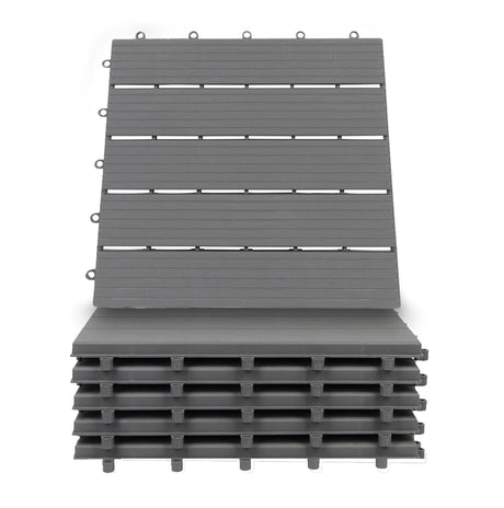 Interlocking Deck Tiles Pack - Snap Together Plastic Flooring | 12 x 12 Plastic Outdoor Flooring for Patio | Click Floor Decking Tile Outdoors Balcony Flooring, Wooden Parquet Flooring (8) Majestick Goods