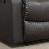 Relax-A-Lounger Warren 35.5" Manual Pull-Handle Recliner, Traditional Overstuffed, Pocket Coil Comfort, Black Metal Base Legs, Soft Vegan Leather Fabric, Java Relax-A-Lounger