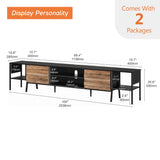 WAMPAT Mid-Century TV Stand for 100 Inch TV, Wood TV Console Media Cabinet with Storage for 85 90 95 inch TV Entertainment Center for Living Room Bedroom, Black & Oak WAMPAT