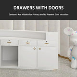 Nuipesn Modern Curved Shaped Reception Desk with Drawer，Storage Cabinet,Keyboard Slider, E1-Grade Borad,Modern Front Desk for Company,Office,Retail(White, 110.24" L*23.62" W*39.37" H) Nuipesn